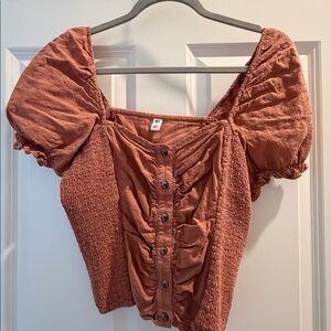 BP Orange Crop Top with Puffy Sleeves